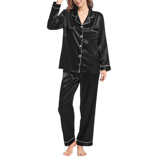 Night Dress Women Pajama Set Silk (Medium Size Only) Black shirt and Trouser