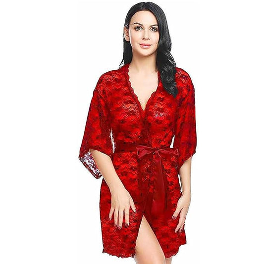 Night Dress red net gown Nighty with Panty Nightgown Transparent nightwear